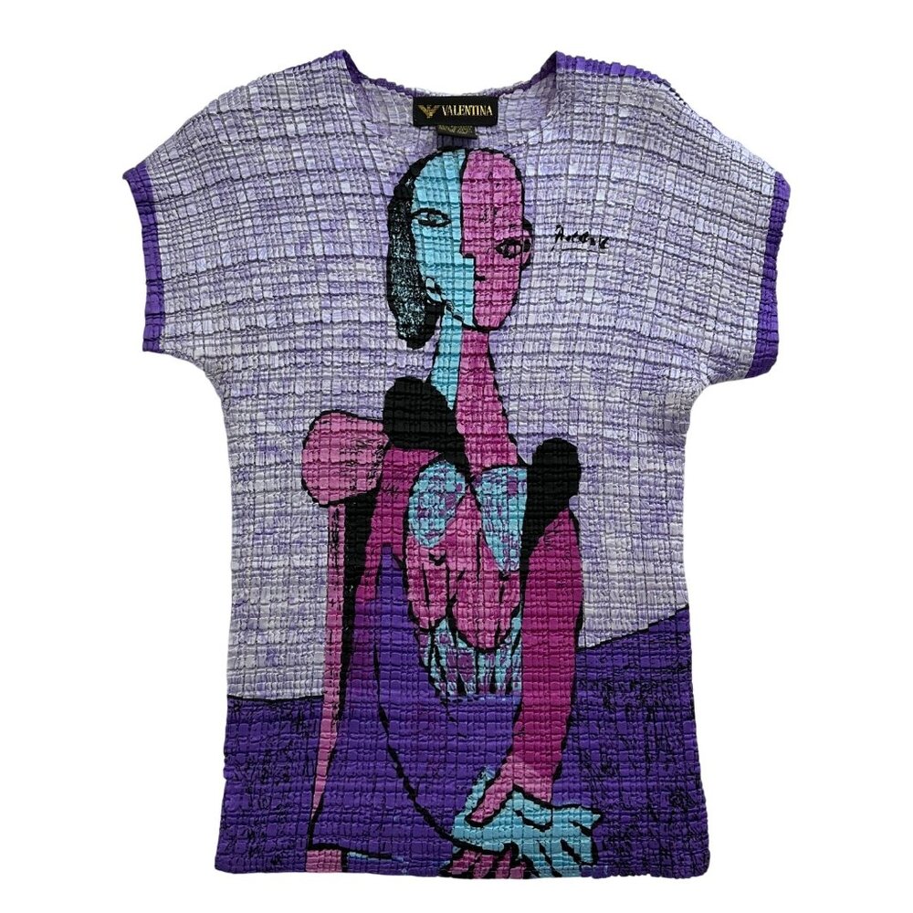 Valentina Picasso Print Popcorn Shirt Womens One Size Y2K Colorful Art To Wear